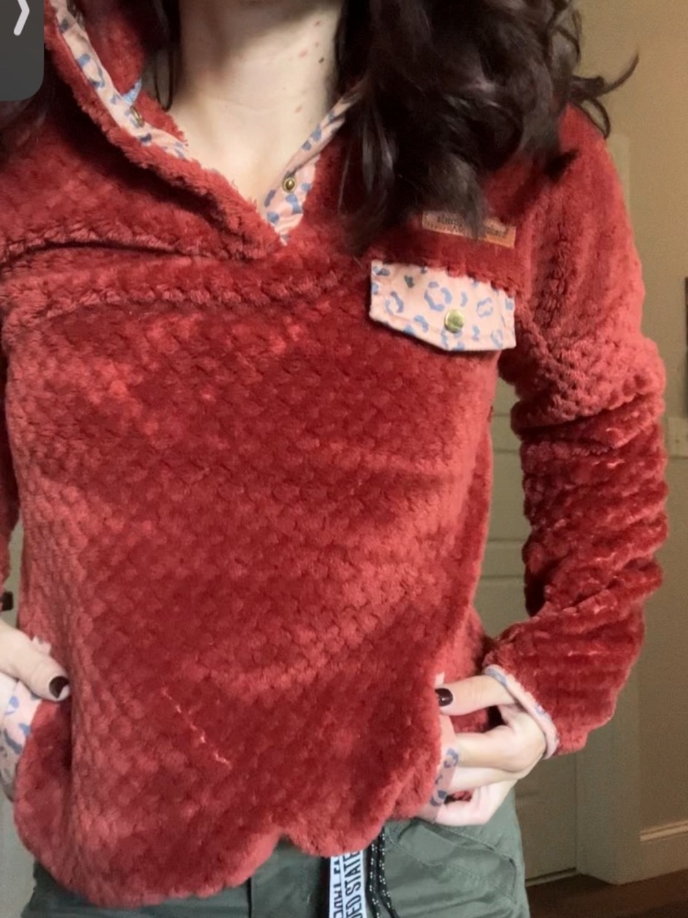 Simply Southern Rust Plush Pullover with Printed Trim